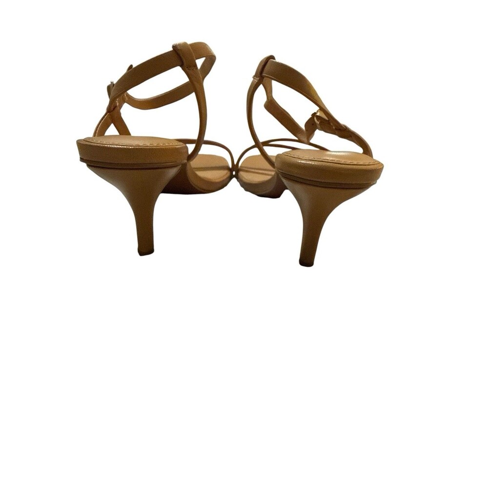 Madewell Shia Ankle Strap Sandals Tan Leather Clean Girl Minimalist Heels Size 9 - Picture 6 of 7